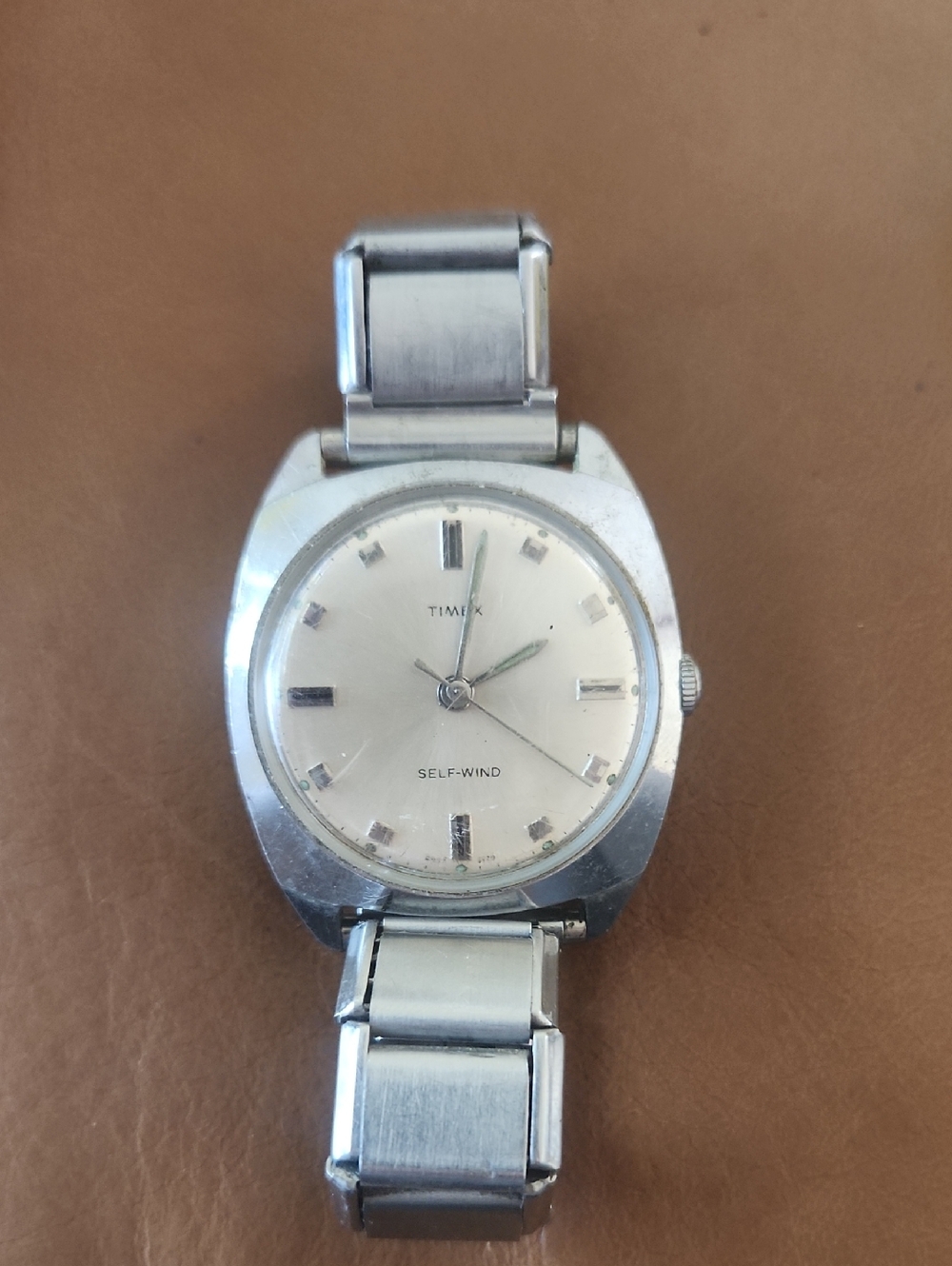 Vintage Timex Silver Dial Stainless Steel Self-Wind Watch Project Piece